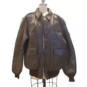 Mens Cockpit DSCP A-2 Flyers Jacket Leather Bomber Brown Jacket 44L XL - Picture 1 of 8