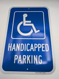 Blau & weiß Behindertenparkplatz Straßenschild Schwerlast Stahl Metall 12” x 18” - Bild 1 von 9