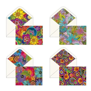 Tarjetas de notas de flores LAUREL BURCH ~ 16 tarjetas en caja de recuerdos ~ 4 cada uno de 4 diseños ~ LB40 - Imagen 1 de 2
