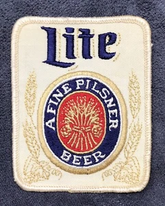 NOS Vintage Embroidered Miller Lite A Fine Pilsner Beer Logo Patch 3”L x 3-7/8”H - Picture 1 of 2