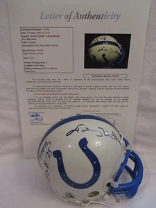 Mini casco autografato Colts Hall Of Famers con Johnny Unitas - 3 sigs - completo JSA LOA - Foto 1 di 12