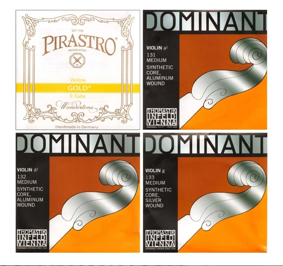 *GENUINE*  NEW Dominant Violin String Set 4/4 135 A,D,G W/Gold Label E LOOP End - Image 1 of 1