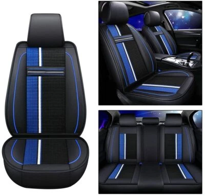 Car Seat Covers 5-Seats for Jaguar PU Leather Cushion Black Blue Foto 1 de 4
