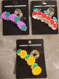 3 Fruit Claw Hair Clips - Picture 1 of 4