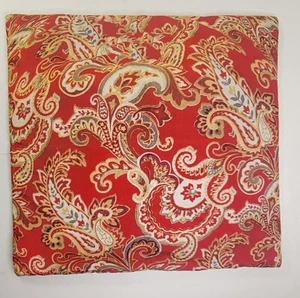 Red Paisley Pillow Shams 2 Jacobean Zippered Throw Decor 17" Square - Picture 1 of 7