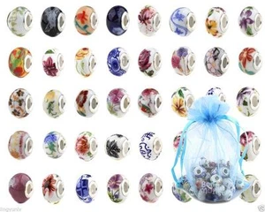 40pcs Bulk European Ceramic Loose Bead Spacer Bracelet Necklace Jewelry Crafting - Picture 1 of 1