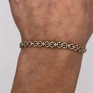 Vintage Estate 14k Two Tone Yellow & Rose Gold Ladies Fancy Link 7.25" Bracelet - Picture 1 of 5