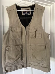 Duluth Trading Men's M Fishing, Hunting Cargo Vest Tan Expandable Zipper Sides - Picture 1 of 20
