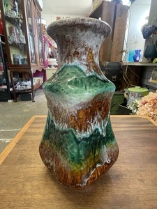 West German Dumler And Breiden Keramik Green Fat Lava Vase 602 21 - Picture 1 of 12