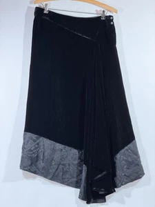 Vintage Bloomingdales Skirt Womens 8 Black Velvet/Silk Asymmetrical Mid Length - Picture 1 of 24