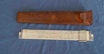 De colección K&E Keuffel Esser Regla Deslizante 4081-3 Tronco Dúplex Estuche de Cuero Decitrig Foto 1 de 4