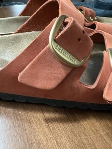 Birkenstock Arizona Big Buckle LEATHER Sandals Mars Red Size 39 Regular - Picture 1 of 3