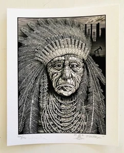 *Emek “Chief” Mini Art Print - Doodled S/N# 339/500 - Pearl Jam 2015* - Picture 1 of 7