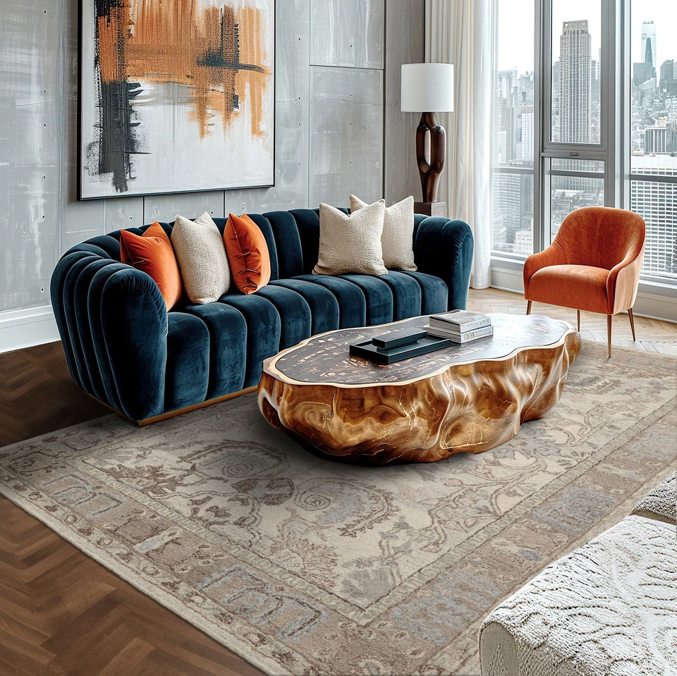 5'x8' Beige Hand Hooked Handmade Transitional Arts & Crafts Wool  Area Rug - Image 1 of 4