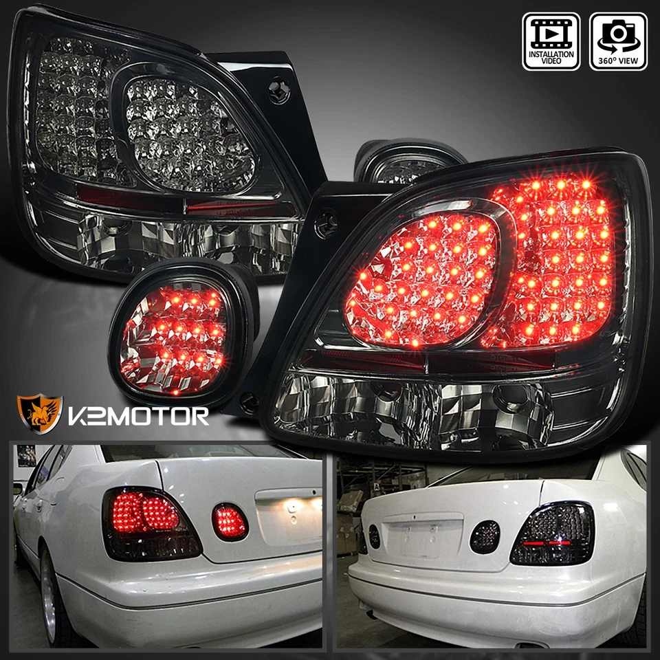 Smoke Fits 1998-2005 Lexus GS300 GS400 GS430 LED Tail Lights+Trunk Lamps Pair Foto 1 de 4