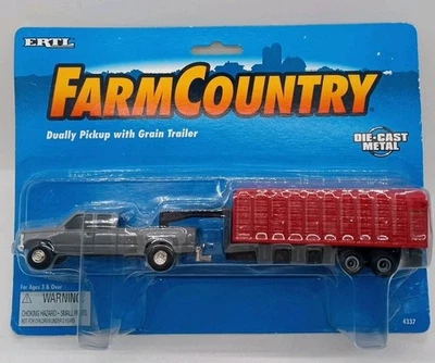1/64 GMC Grey Dually Pickup With Red Gooseneck Grain Trailer - Image 1 of 4