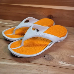Crocs Sandalen Größe W7 / M5 Unisex Athens II Flip Flips Riemen orange weiß - Bild 1 von 9