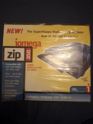 Iomega Zip 250 Drive External Parallel Connection Brand New Sealed - Image 1 of 4