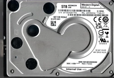 WD50NDZW-11A8JS1 S/N: WXT2E WESTERN DIGITAL 5TB THAILAND APR 2021 - Image 1 of 2