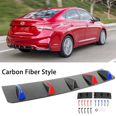 For Hyundai Accent Sedan Carbon Fiber Shark Fin Rear Diffuser Bumper Spoiler Lip - Image 1 of 4