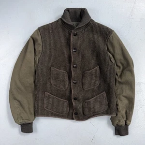 RRL Double RL Ralph Lauren Browns Beach Knit Jacket Black Gray Snap Size Small - Picture 1 of 15