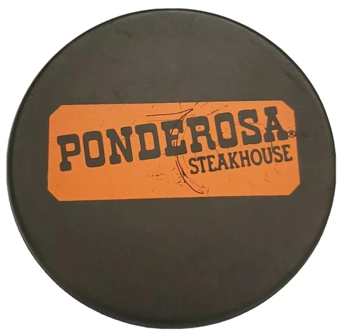 NEW YORK ISLANDERS VINTAGE PONDEROSA STEAKHOUSE SPONSOR GENERAL TIRE SLUG PUCK Cover