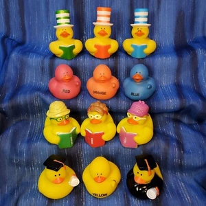 Fun Flock! 12 School Student Teacher Appreciation Rubber Duck Reading NEW - Picture 1 of 5