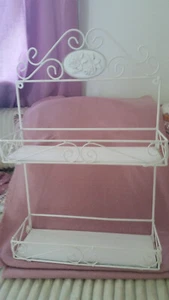 Metallregal weiß Shabby 40 x 28 x 11 cm - Vintage - Bild 1 von 3