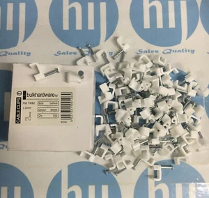 1.0mm White Flat T&E Cable Clips Nail Tacks Fixing Electrical Wire Lead X 100 # - Picture 1 of 4
