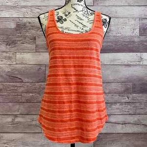 Lucky Brand Orange Catarina Linen Stripe Scoop Neck Tank Top NWT - Size Small - Bild 1 von 9