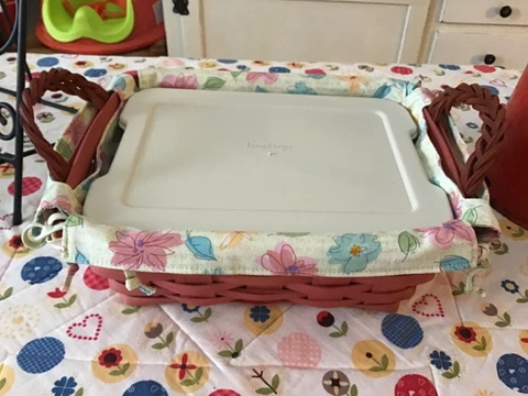 Longaberger 2008 Small Serving Basket Sunset Pink & Floral Blossoms L/P Cover