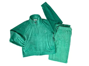 2pc JUICY COUTURE Green Velour Diamante Logo Tracksuit Size Jacket - XL Pants -L - Picture 1 of 13