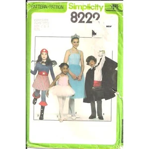 Simplicity 8222 Vtg Sewing Pattern Kids' Costume Ballerina Magician Wonder Woman - Bild 1 von 2