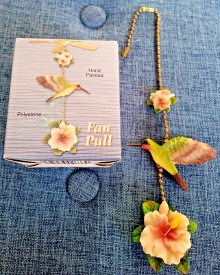 GIFTCO Hummingbird Hand Painted Fan Pull ~ New in Box