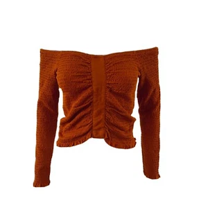 BP Off The Shoulder Long Sleeves Brown Top M ($30) - Picture 1 of 5
