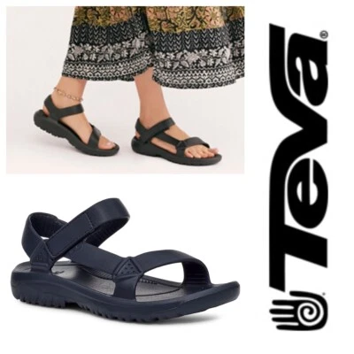 Sandalias deportivas Teva Hurricane Drift talla 6 negras de goma impermeables caminata natación o Foto 1 de 4