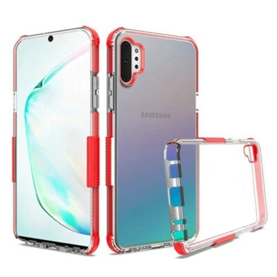 For Samsung Note 10 Plus Edge Shockproof Bumper Transparent Case CLEAR/RED - Image 1 of 2