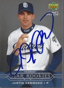 Seattle Mariners JUSTIN GERMANO Signed Card