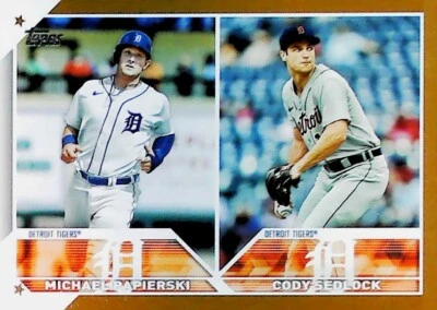 2023 Topps Update SERIES GOLD /2023 US262 MICHAEL PAPIERSKI CODY SEDLOCK TIGERS - Image 1 of 2