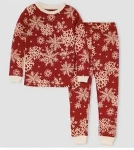 Burt's Bees Matching Family Holiday Christmas Pajamas Red Snowflake Kids Size 12 - Picture 1 of 4