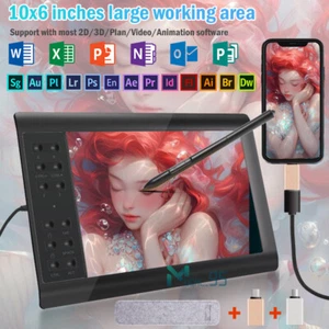 Digital Graphic Drawing Tablet with Screen Pen Display 10x6 inches Kids Gifts - Picture 1 of 19