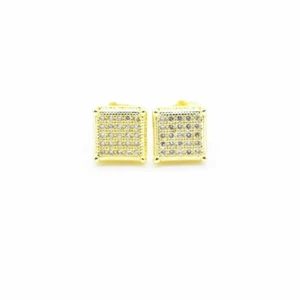 18k Lagenlook Echt Gold Filled Square Herren Ohrring Icedcut - Bild 1 von 4