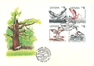 LITHUANIA 1992 FIRST DAY COVER BALTIC SHORES BIRDS BLOCK OF FOUR SCOTT 427-430 - Picture 1 of 8
