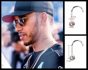 Herren/Jungen: Lewis Hamilton 18 Karat weiß vergoldet 3 mm Kristall Diamant Nase Nieten - Bild 1 von 4