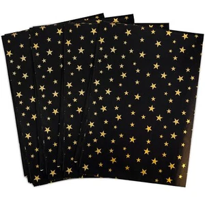 100 Sheets Black with Gold Star Tissue Paper Bulk20" x 14"Black Gold Star Tis... - Picture 1 of 6