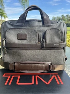 Tumi Alpha 2 T-Pass Medium Laptoptasche Aktentasche Earl Gray-Brown Leder EUC 3 - Bild 1 von 10