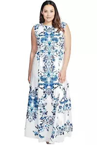 Abito/Abito a sirena in crepe de chine stampa Eliza J nuovo senza etichette multi taglia 16W - Foto 1 di 3