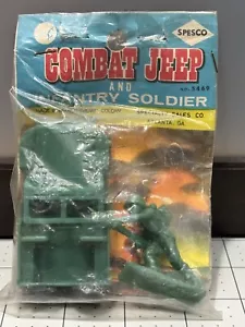 Vtg Combat Jeep & Infantry Soldier Military Toy Set On Card Spesco Atlanta NOS - Picture 1 of 14