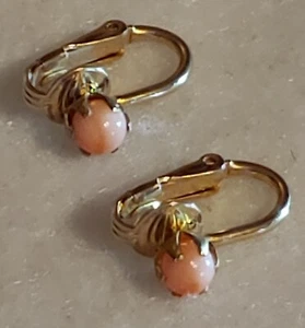 Clip on Earrings - 14k Yellow Rolled Gold Plated -  5mm Rose Quartz - Picture 1 of 9