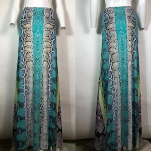 Vtg Roberto Cavalli Blue Snake Print Maxi Skirt M - Picture 1 of 10